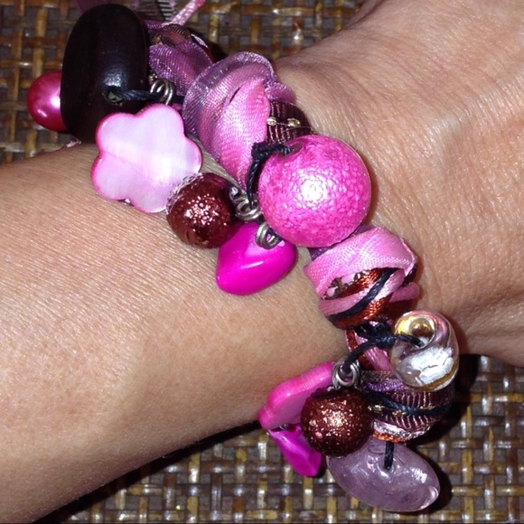 🎀5/$25🎀 BEACH Pink & Brown Chunky Bracelet - Picture 3 of 4